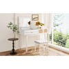 43.3" Classic Wood Makeup Vanity Set with Flip-top Mirror and Stool, Dressing Table with Three Drawers and storage space, White - 2 of 4