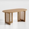 Wooakway 30"H Rattan Oval Wood Dining Table Kitchen Table Conference Table with Double Pedestal - 2 of 4