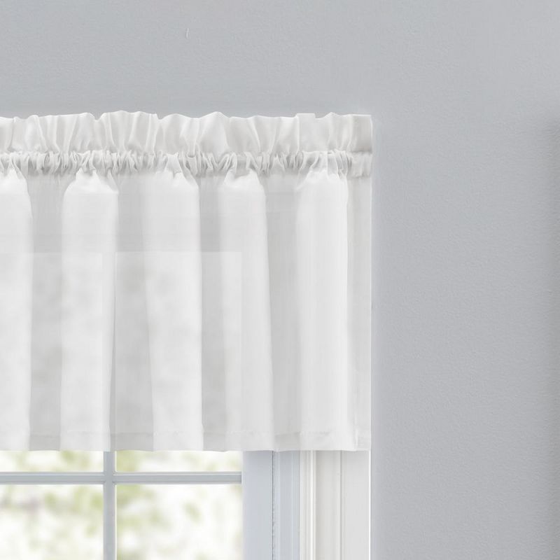 Ellis Curtain Cotton Voile 1.5" Rod Pocket Tailored Valance for Windows 86" x 15" White, 3 of 5
