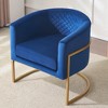 Upholstered Velvet Accent Chair with Gold Metal Bracket, Medieval-Inspired Lounge Chair with Curved Backrest for Living Room, Office - 3 of 4