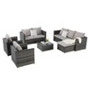 6 Piece Outdoor Wicker Rattan Patio Furniture Set All Weather Sectional Sofa Conversation Set with Glass Table Cushions and Pillows - 3 of 4