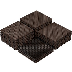 Yaheetech Fir Wood Flooring Tiles, Interlocking Wood Tiles Indoor & Outdoor For Patio Garden Deck Poolside Balcony, Easy Flooring 12" x 12" (27 x Fir Wood Tiles) - 1 of 4