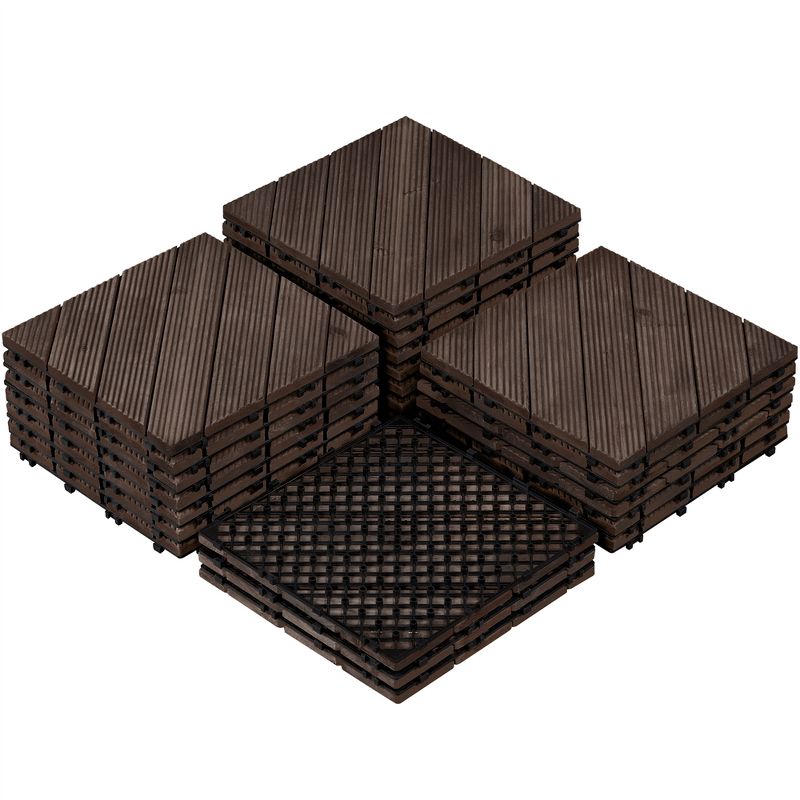 Yaheetech Fir Wood Flooring Tiles, Interlocking Wood Tiles Indoor & Outdoor For Patio Garden Deck Poolside Balcony, Easy Flooring 12" x 12" (27 x Fir Wood Tiles), 1 of 8