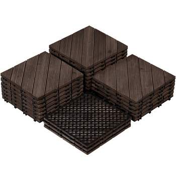 Yaheetech Fir Wood Flooring Tiles, Interlocking Wood Tiles Indoor & Outdoor For Patio Garden Deck Poolside Balcony, Easy Flooring 12" x 12" (27 x Fir Wood Tiles)