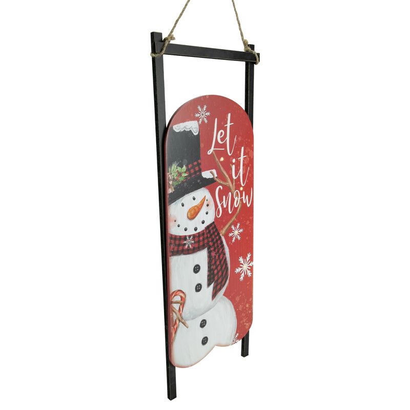 Northlight 21.75" LED Lighted 'Let it Snow' Snowman Sled Christmas Wall Sign, 3 of 5