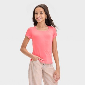 Girls' Short Sleeve Scoop Neck Super Soft T-Shirt - art class™ - 1 of 3
