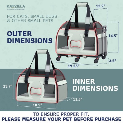 Medium Gray and Red Soft-Sided Rolling Pet Carrier