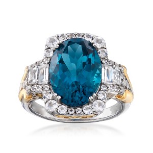Ross-Simons 6.70 ct. t.w. London Blue and White Topaz Ring in 2-Tone Sterling Silver - 1 of 4