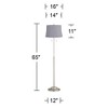 360 Lighting Abba Modern 65" Tall Standing Floor Lamp Skinny Pole Twin Pull Chain Silver Metal Brushed Steel Finish Living Room Drum Violet Gray Shade - 4 of 4