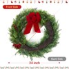 24 Inch Large Outdoor Christmas Wreath with Berries Velvet Bow, Winter Artificial Cypress Wreath for Indoor Window Wall Fireplace Holiday Decor - 4 of 4