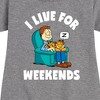 Girls' - Garfield - I Live For Weekends Graphic Short Sleeve Fleece Dress - 2 of 4