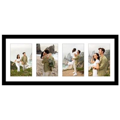Image of Americanflat 8x20 Collage Picture Frame to Display 4 Photos at Once - Black