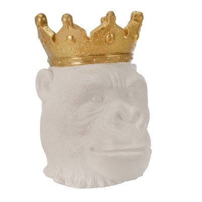 Photo 1 of 16 Resin Gorilla with Crown Figurine White - Sagebrook Home