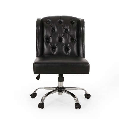 Beltagh Contemporary Wingback Tufted Swivel Office Chair Midnight