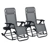 TIRAMISUBEST 2-Pack Zero Gravity Rocking Chairs, Foldable Outdoor Lounge Recliners with Pillow, Cup Holder & Phone Pocket, Gray - 2 of 4