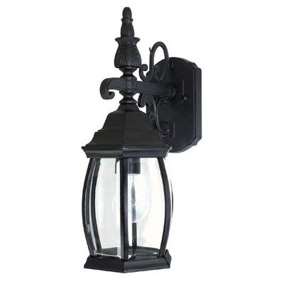 Black French Country Outdoor Wall Lantern with Clear Glass