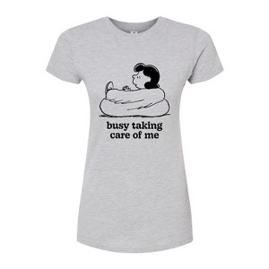 Women's - Peanuts - Busy Taking Care Of Me Fitted Graphic T-Shirt - 1 of 4
