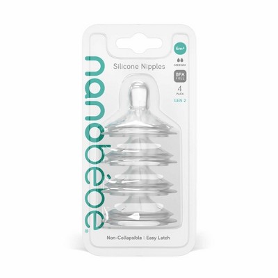 Image of nanobebe Silicone Bottle Nipples - Medium Flow - 4pk