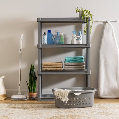Gray 4-Tier Plastic Utility Storage Shelves