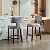 Set of 2 Linen Fabric Upholstered Bar Stools,Farmhouse Bar Stools with Wood Frame,Curved Backrest Kitchen Chairs for Apartment or Home-Koiai - 2 of 4
