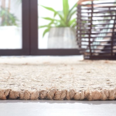 Handmade Square 6' Orange and Natural Wool Area Rug