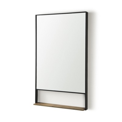 HomeRoots 40" Black Metal Framed Accent Mirror With Shelf