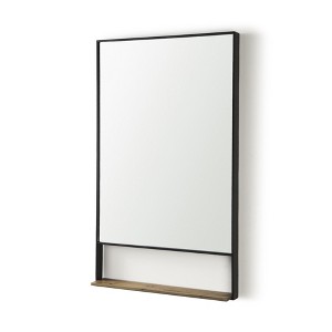 HomeRoots 40" Black Metal Framed Accent Mirror With Shelf - 1 of 4