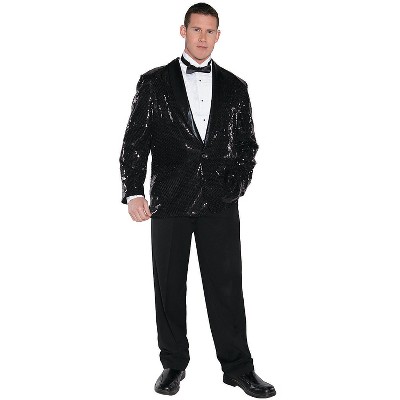 Men's Plus Size Black Sequin Jacket - 2XL