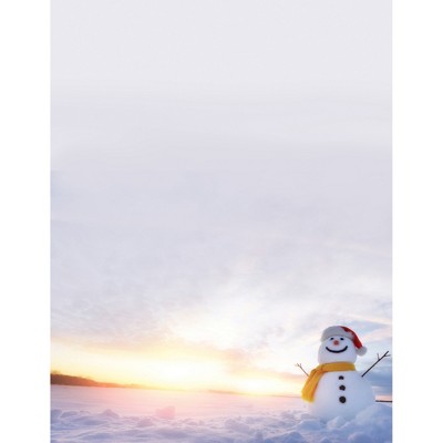 80pk Snowman Sunset Letterhead White