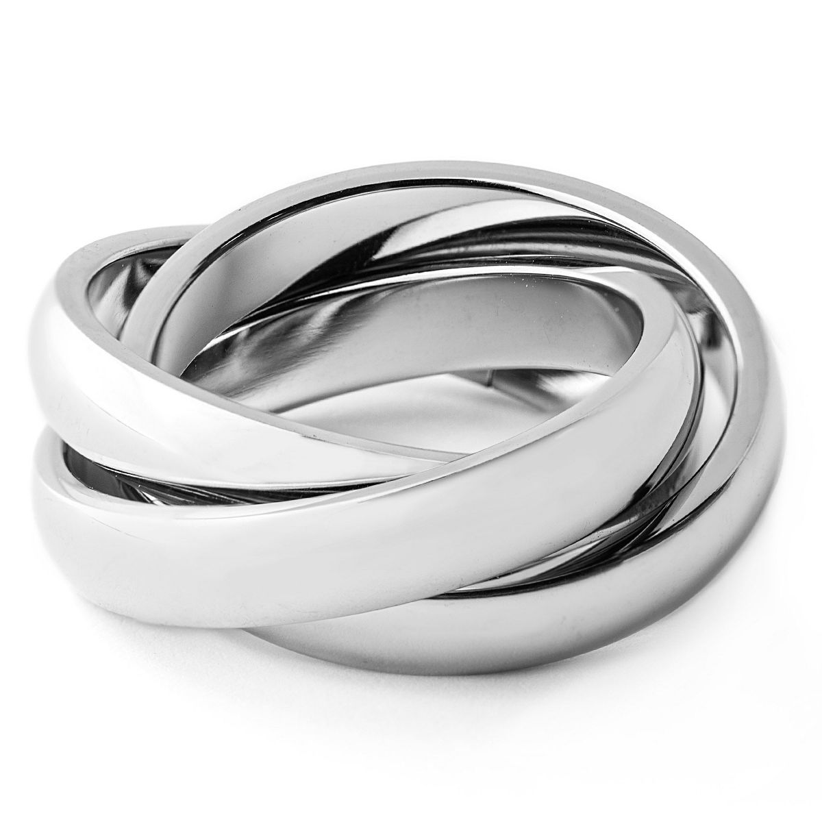 Women's Polished Interconnected Links Steel Ring - West Coast Jewelry - thumbnail 3