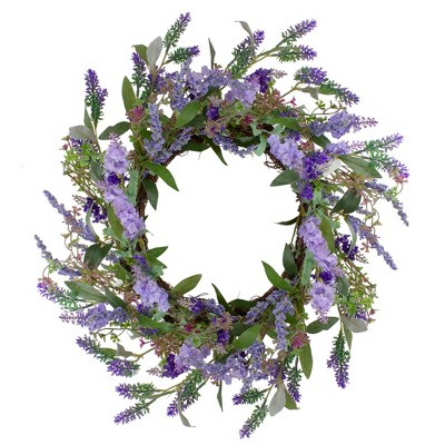 Northlight Lavender Artificial Spring Floral Wreath, Purple and Green - 18-Inch