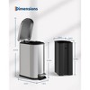 Metal Step Trash Can, Slim Bathroom Garbage Bin with Soft Close Lid & Inner Bucket, Leak-Proof Small Trash Can for Bathroom, Bedroom, Office - 2 of 4