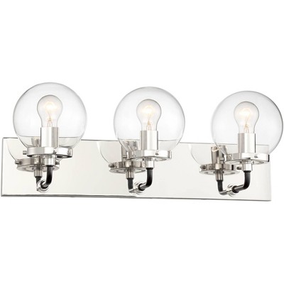 Fairling Polished Nickel 3-Light Wall Sconce with Clear Glass Globes