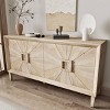 60'' Rustic American Farmhouse Storage Cabinet,Antique Wood TV Stand with Adjustable Shelves,Credenza with Symmetrical Sunburst Doors-Coolbibila - 2 of 4