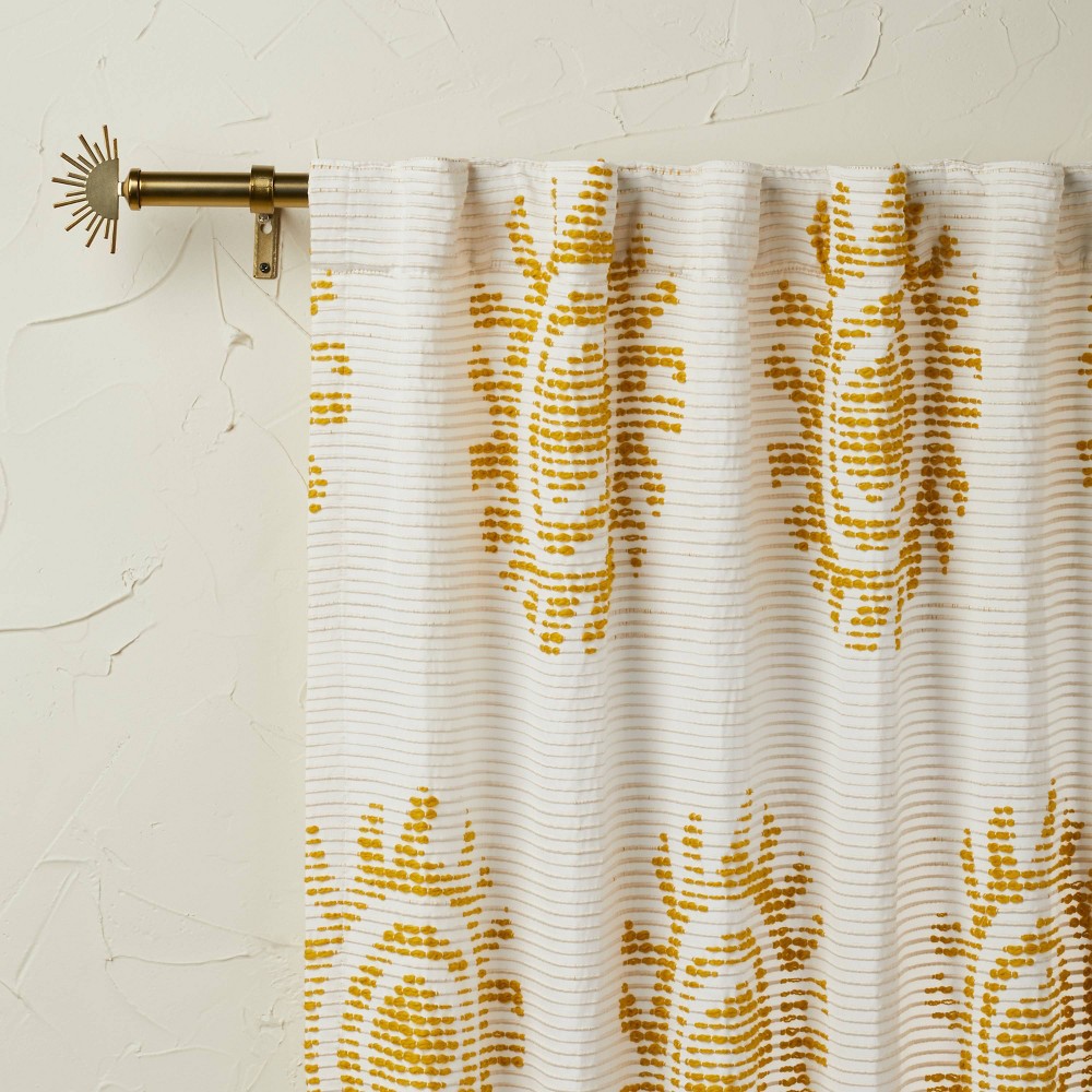 1pc 50"x84" Light Filtering Jacquard Curtain Panel Gold - Opalhouse designed with Jungalow