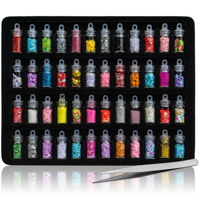 SHANY 3D Nail Art Decoration Mini Bottles with Tweezer  - 48 pieces