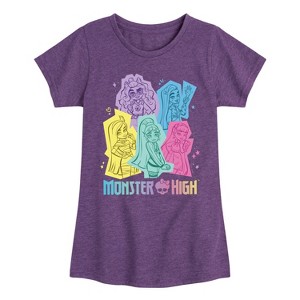 Girls' - Mattel - Cleo Lagoona Draculaura Clawdeen Frankie Pastel Group Fitted Short Sleeve Graphic T-Shirt - 1 of 4