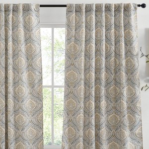 HLC.ME Messina Paisley Damask Back Tab Rod Pocket - Light Reducing Window Curtain Panels, Set of 2 - 1 of 4