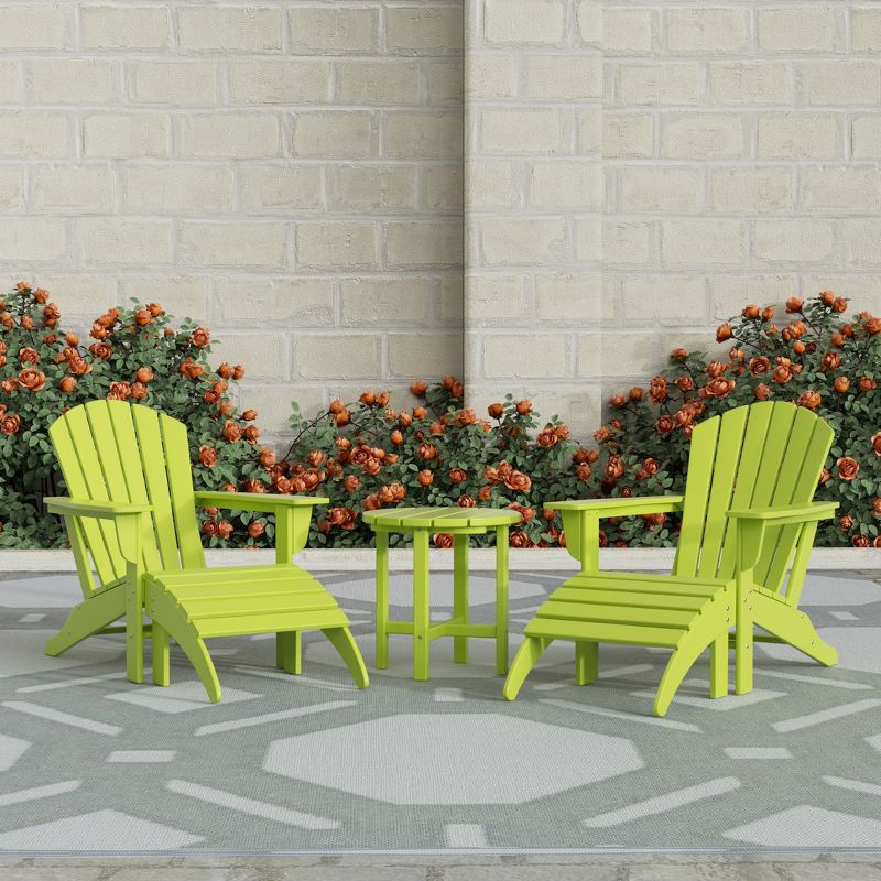 WestinTrends Dylan HDPE Outdoor Patio Adirondack Chairs with Ottomans and Side Table (5-Piece Conversation Set), 2 of 7