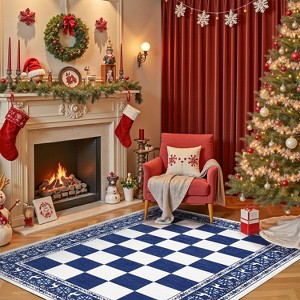 Rugs for Living Room, Washable Rug for Christmas Decor, Indoor Non Slip Carpet, Checkered Soft Low Pile Rug for Entryway, Bedroom, Dining Room - 1 of 4