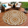 Orange Copper And Beige Floral Medallion Washable Indoor Outdoor Area Rug - 2 of 4