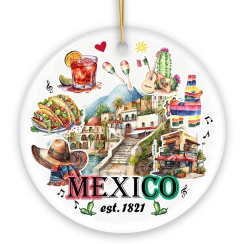 Artistic Mexico Landmarks and Natural Wonders Ornament, Mexican Cultural Heritage Christmas Gift| OrnamentallyYou - image 1 of 4