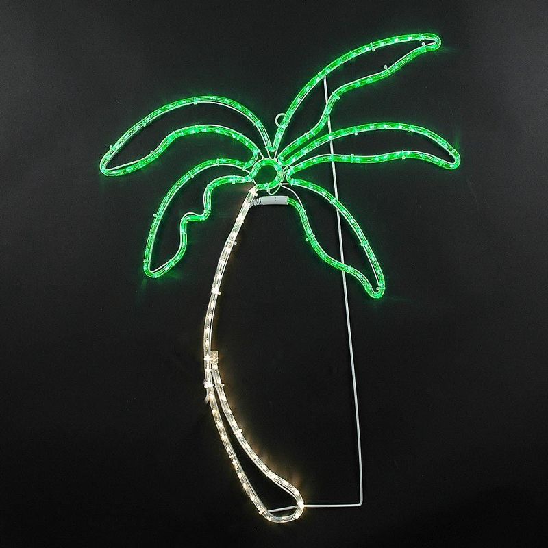 Novelty Lights Tropical Green and Warm White Palm Tree LED Rope Light Motif, 1 of 4