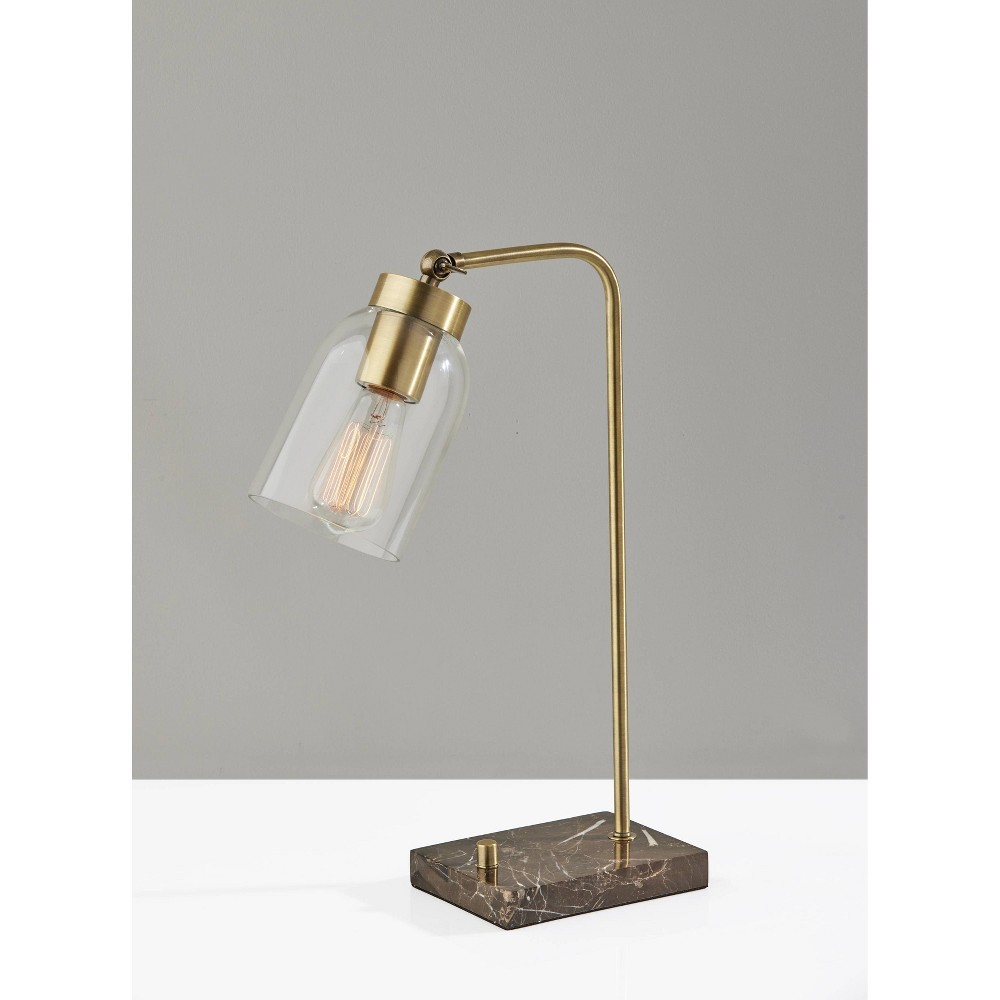 Photos - Floodlight / Garden Lamps Adesso Bristol Desk Lamp  Antique Brass  (Includes Light Bulb)