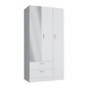 SEVOBAL Armoires Three Door Mirrored Armoire with Two Drawers Shelves and Hanging Rod for Bedroom and Closet Storage , White, 19.7"*35.4"*71.1" - 4 of 4
