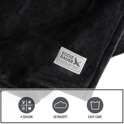 Ultra Soft Black Twin Fleece Reversible Blanket