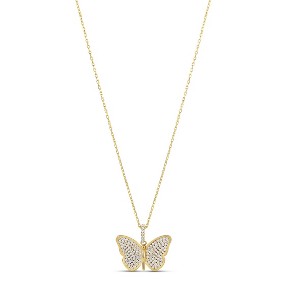 SHYMI Pavé Butterfly Necklace — .925 Sterling Silver, 14k Gold-Plated - Rhodium Plated, Cubic Zirconia Pavé Detailing, Adjustable Chain - 1 of 1