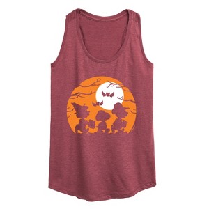 Women's - Peanuts - Trick Or Treat Silhouettes Graphic Racerback Tank - 1 of 4