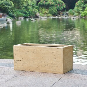 31.25" W Rectangle Planter Box, Handmade MGO, Travertine Finish-- Frevyn - 1 of 4