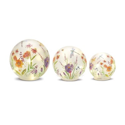 Melrose Floral Dragonfly Orb (Set of 3)
